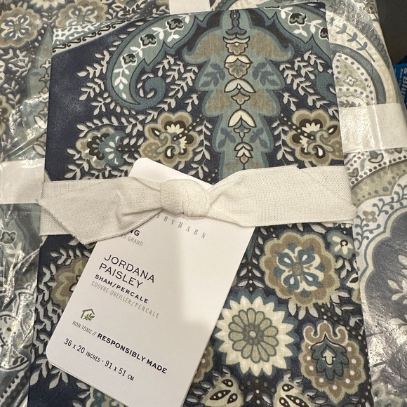 Pottery Barn Jordana Paisley percale King size duvet and 2 pillow shams. - Picture 3 of 6